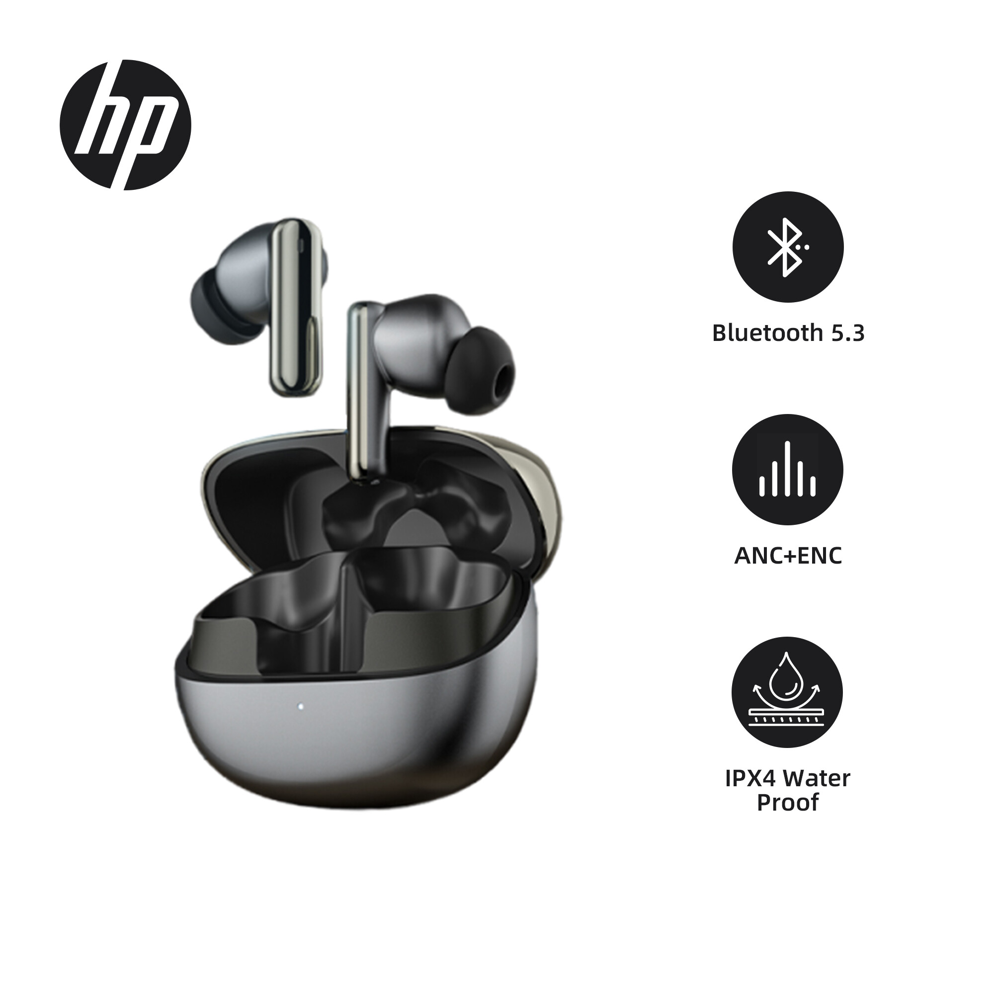 HP TWS Earbuds - ANC ENC Noice Reduction 12mm Composite Driver Bluetooth 5.3 IPX4 Sweatproof Studio Sound for Workout/Office H23C ราคา 814 บาท*ส่งฟรี