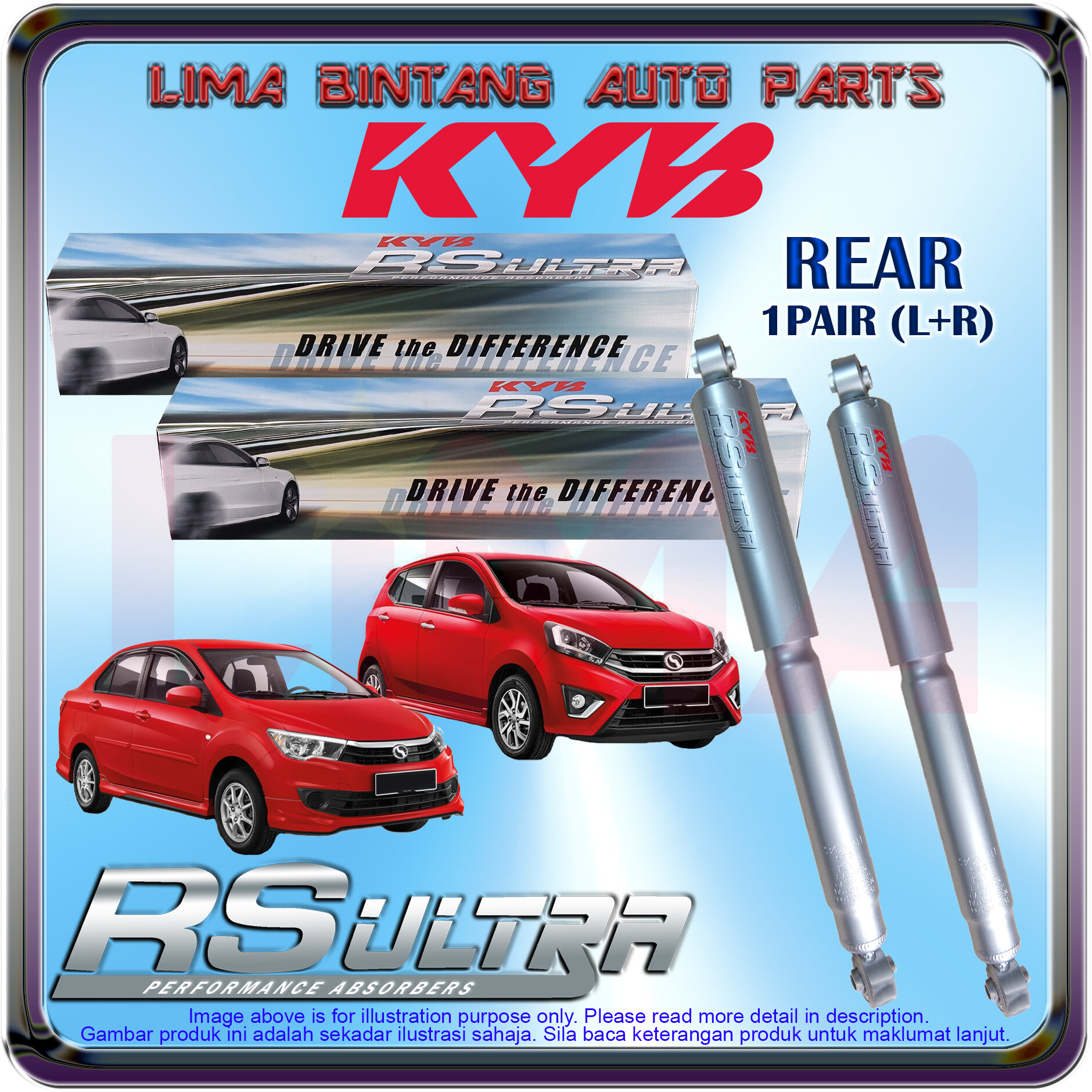Perodua Bezza 2016 2020 Kayaba Kyb Gas Shock Absorber Rear Set 341m065 Lazada