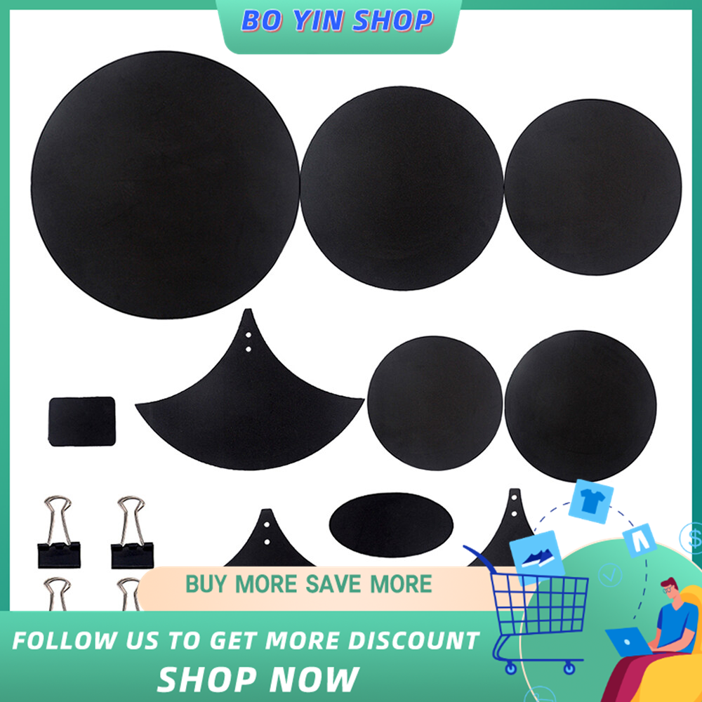 Cymbal Drum Mute Pads Drum Mute Pad Mat Drum Head Pad & Sound Off Blocks Belt Mat with 4 Binder Clips for Drum Practice Mute Pad Set Drum Silencer