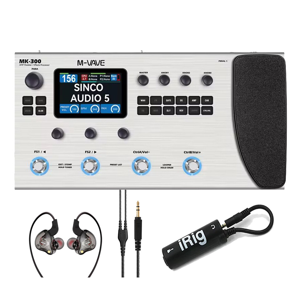 M-VAVE MK300 Electric Guitar with Multiple Effects Pedals Neural Amplifier Simulator 300s Cycle 128A