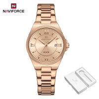 NAVIFORCE Original Womens Business Watch Stainless Steel Strap 30m Waterproof Calendar Simple Dial Womens Lady Casual Watch NF5073