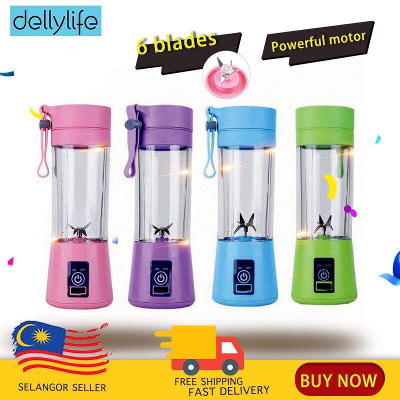 Gambar Delly Portable Fruit Juicer Blander Bottle 6 Blades Rechargeable USB Charging for Outdoor office GYM fitness