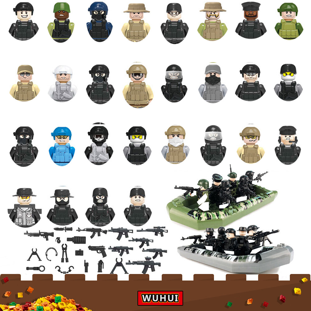 WUHUI 28 Mô Hình Nhỏ Quân Đội SWAT WW2 Bộ Đồ Chơi Xây Dựng Khối Xây Dựng Mô Hình Người Lính Quân Đội Thế Chiến II GẠCH XÂY DỰNG MOC Cho Trẻ Em Mẫu Giáo Từ 3 Tuổi Trở Lên Đồ Chơi Trẻ Em Tương Thích Với Tất Cả Các Thương Hiệu