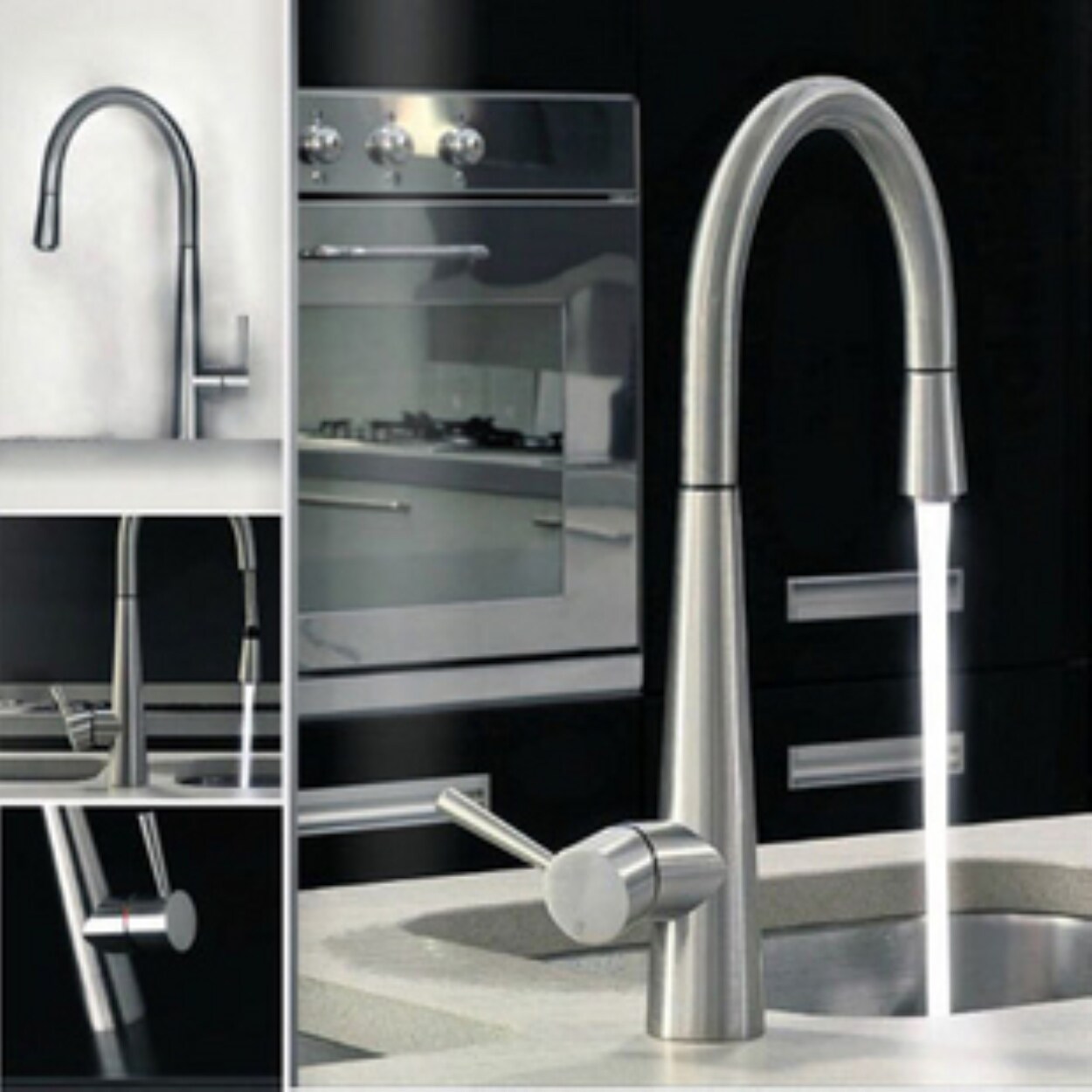 Gambar Copper can be hot and cold smoked pull type kitchen faucet xiancai basins tap water tank wire drawing chrome color bibcock