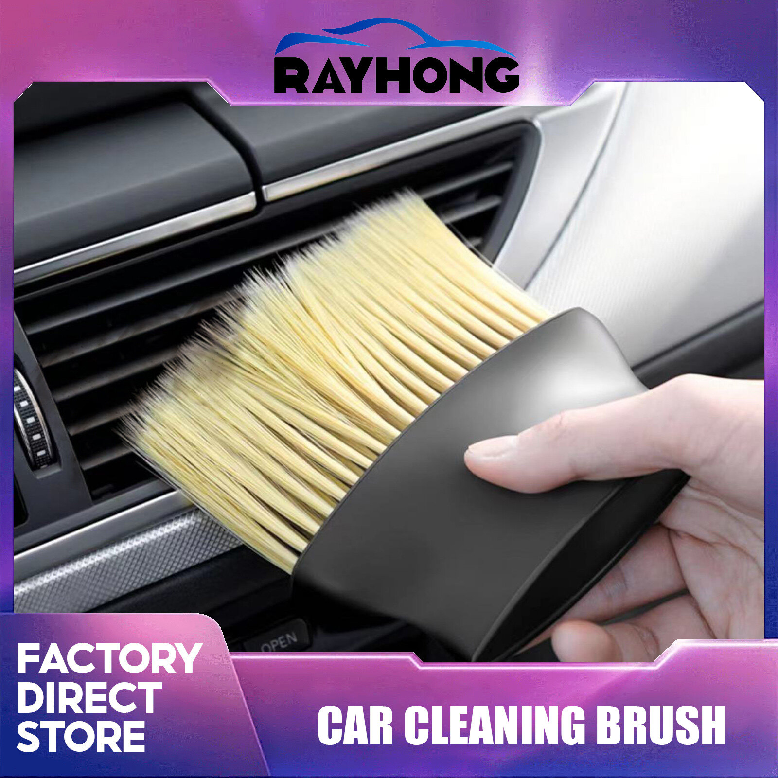 Rayhong 2pcs Car Interior Cleaning Soft Brush Dashboard Air Outlet Gap Dust Removal Home Office Detailing Clean Tools Auto Maintenance Car Exterior Interior Detail Brush Boar Hair Bristle Brushes for Car Cleaning Auto Detail Tools Dashboard Cleaning Brush ราคา 121 บาท*ส่งฟรี