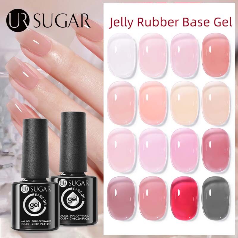 UR SUGAR 7ml Jelly Nude Rubber Gel Nail Polish Crystal Translucent Pink