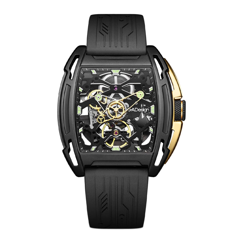 CIGA Design Z Series Exploration Automatic Mechanical Watch, Luxury Skeleton Wristwatch Tonneau with Leather and Silicone Strap Stainless Steel Business Dress Waterproof Timepiece Gifts for Men and Women ราคา 12,295 บาท*ส่งฟรี