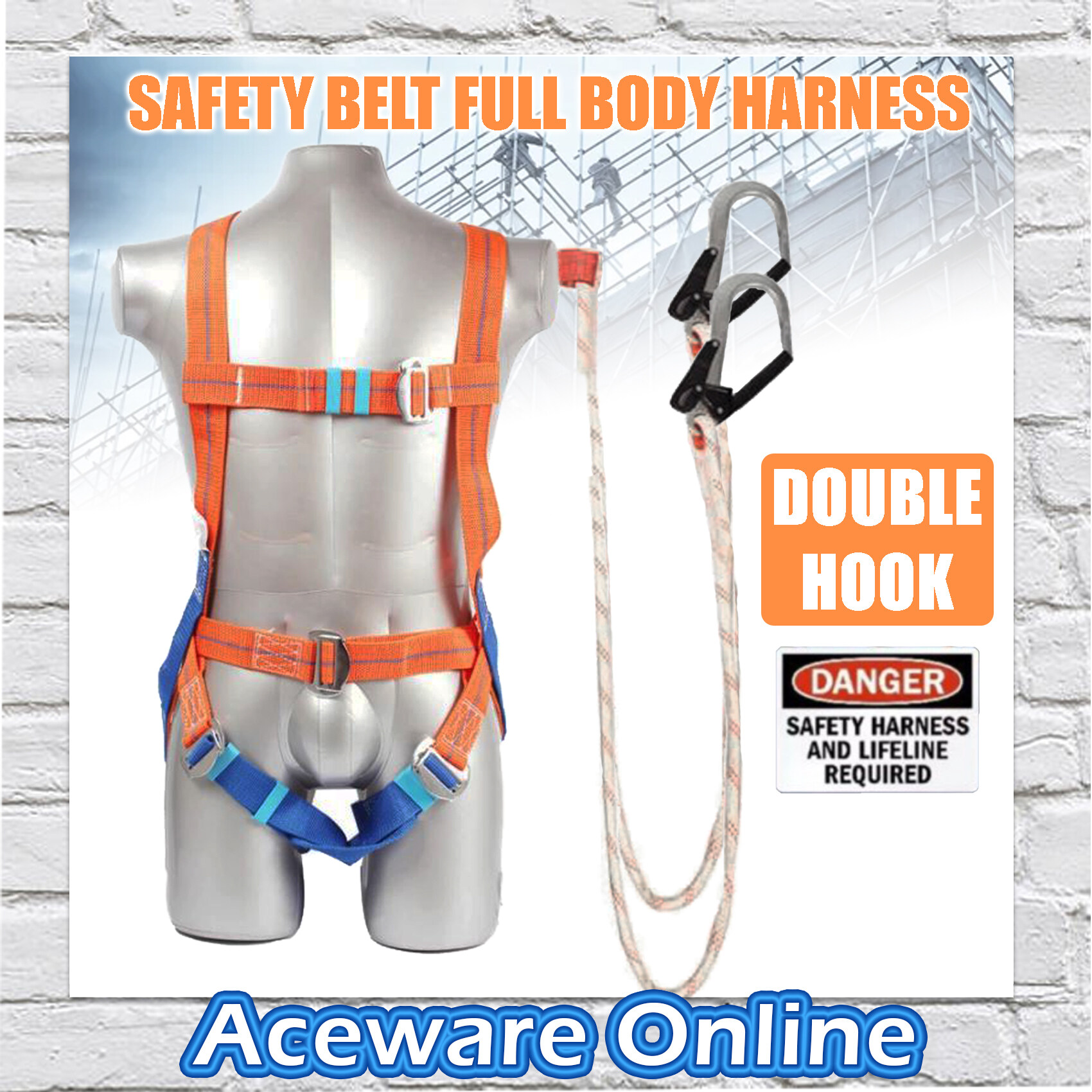 Safety Harness Fall Protection Absorber Parachute Type Polyamide