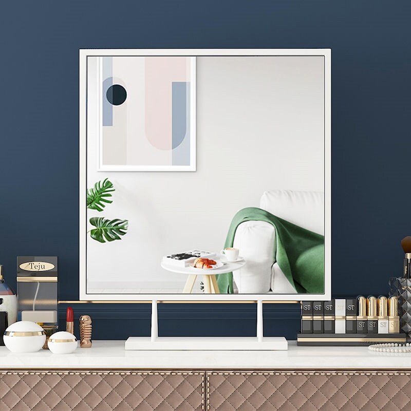 Gambar high quality Mirror desktop desktop makeup mirror home bedroom dresser mirror bedroom Nordic round mirror ins princess mirror