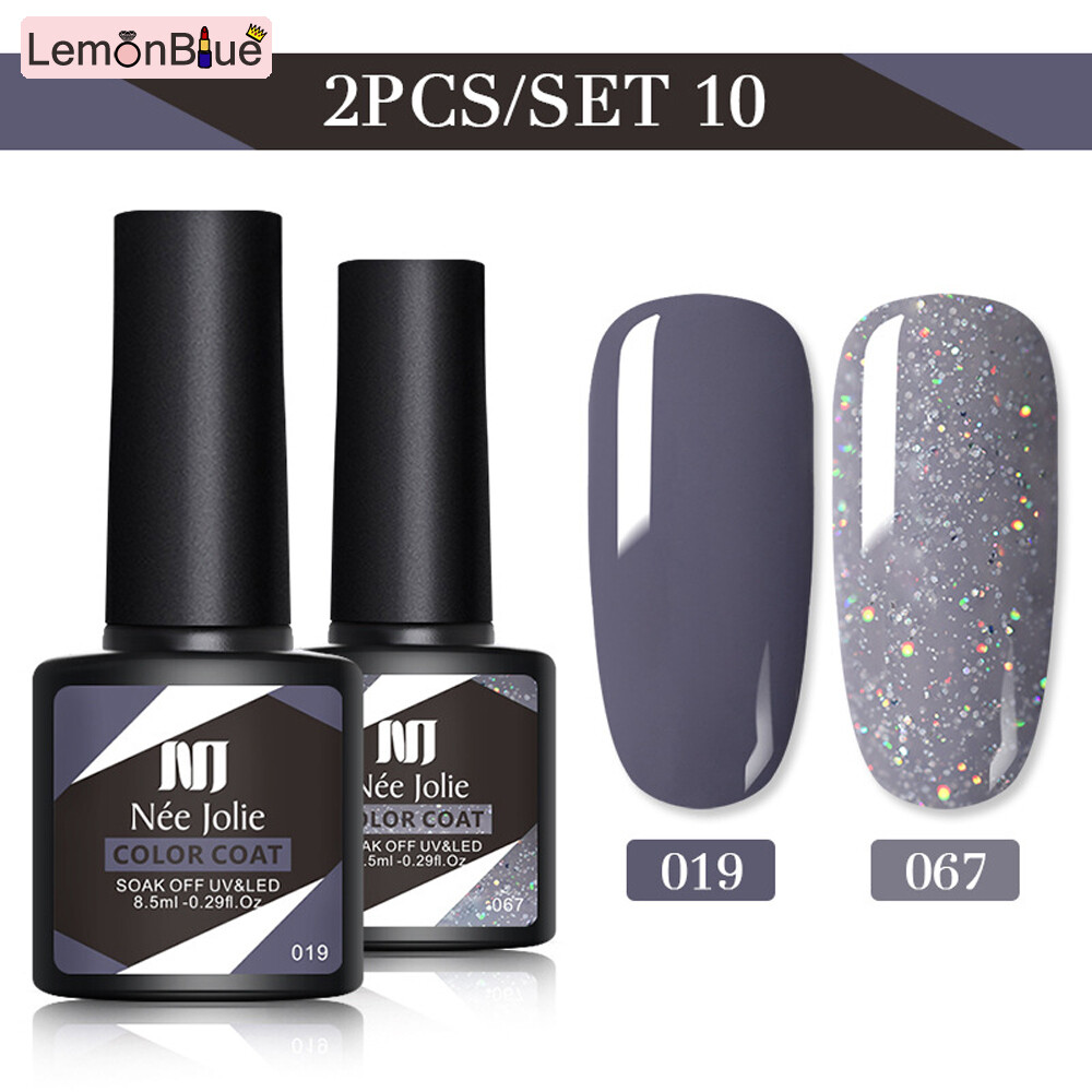 Gambar LemonBlue Nail Polish Gel for UV Nail Lamp Quick Drying Soak Off Nail Gel Polish Refreshing Color Nail Varnish Starter Kit Gift Set Durable Manicure Nail Art 2 Colors Set