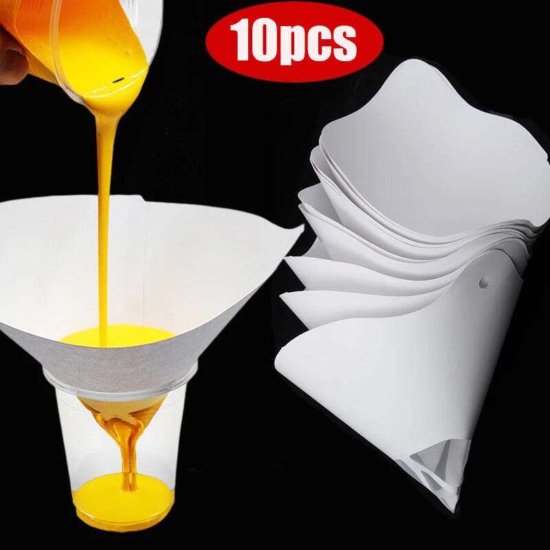 10 cái sơn xe phun lưới phin giấy làm sạch căng thẳng Phễu dùng một lần sơn lọc hình nón nylon micron giấy Phễu công cụ