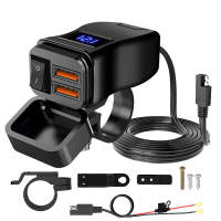 {Local Delivery} HLINKEY Motorcycle Sockets Usb Fast Charger Waterproof Type C Port Connector With Voltmeter Display PD QC Moto Accessories