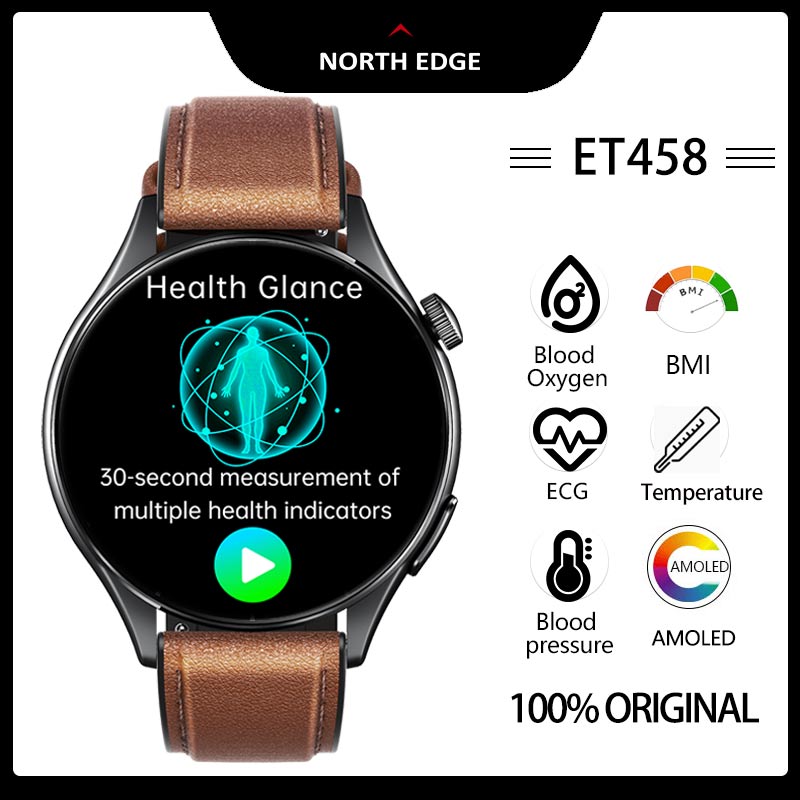 NORTH EDGE AMOLED ECG Blood Pressure Men’s Smartwatch Micro Health Check BMI Blood Pressure Oxygen IP68 Waterproof Compatible Android iOS ET458 Smartwatch For Men ราคา 2,763 บาท*ส่งฟรี