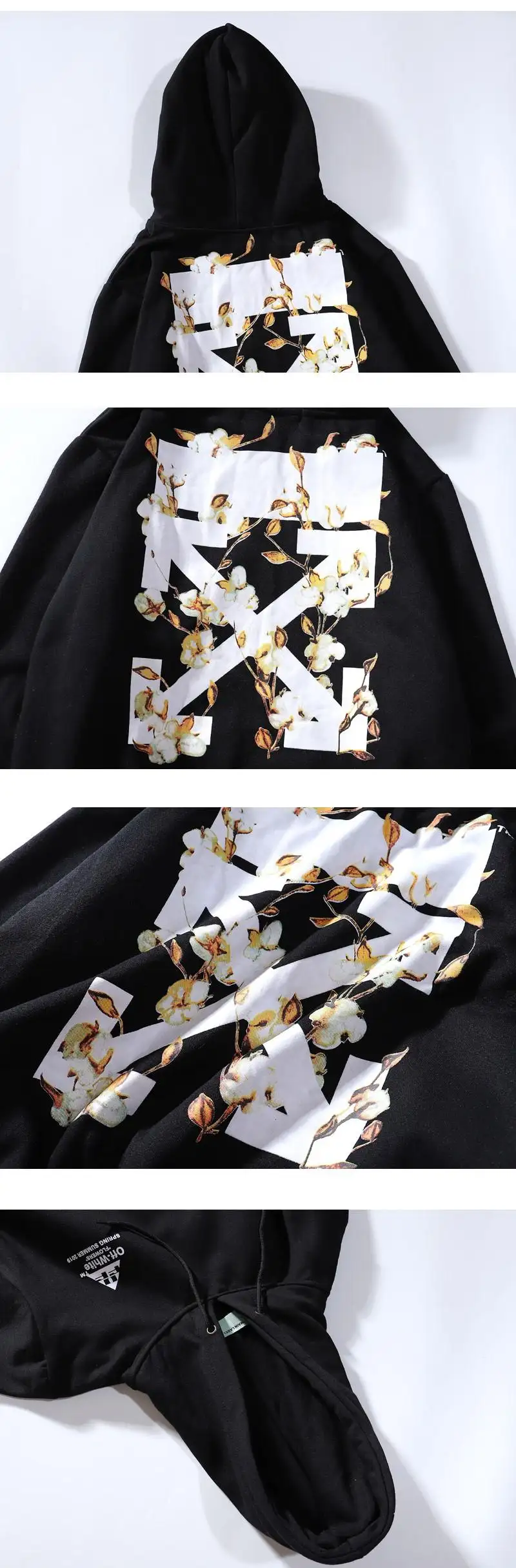 off white cotton flower hoodie