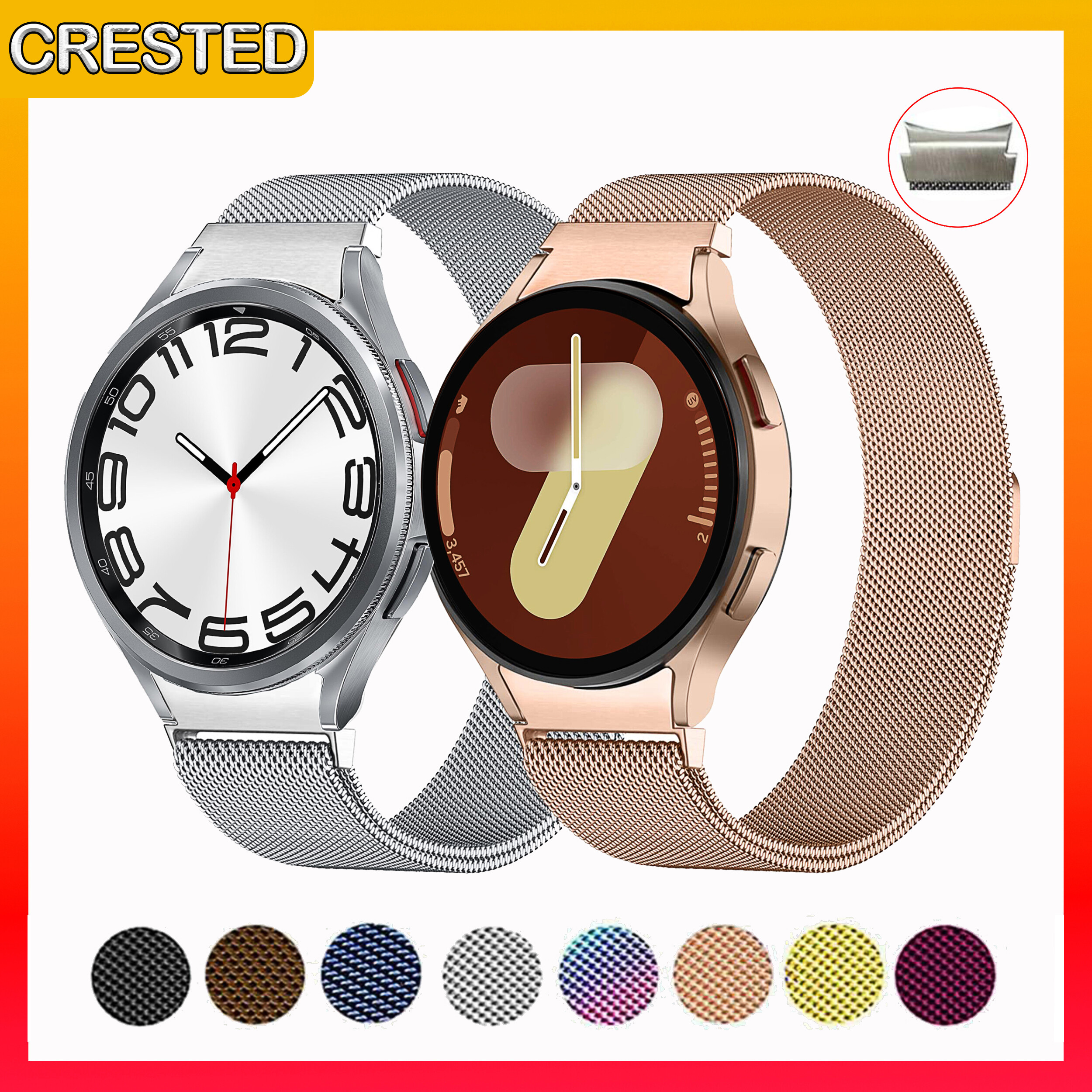  Dây đeo cho đồng hồ Samsung Galaxy Watch 7 6 5 4 FE 40mm 44mm 6 Classic 43mm 47mm 5 Pro 45mm Galaxy Watch 4 Dây đeo cổ điển Dây đeo lưới kim loại 42mm 46mm 