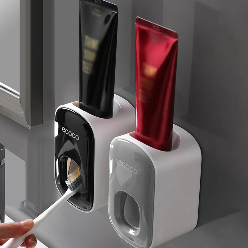 Tự động Hộp đựng kem đánh răng gắn tường phòng tắm phụ kiện phòng tắm chống thấm nước dụng cụ lấy kem đánh răng giá để bàn chải đánh răng