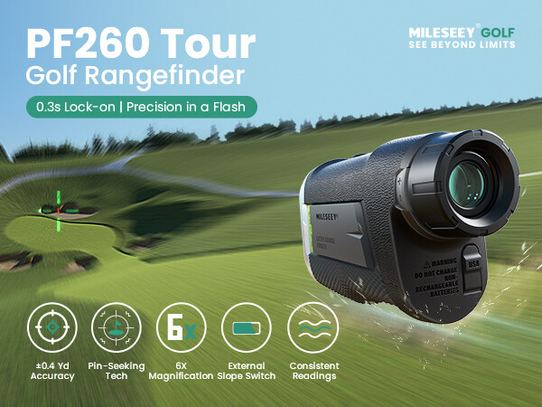  MILESEEY PF260 Tour Máy đo khoảng cách chơi golf có độ dốc 1100 yd Máy đo khoảng cách laser có thể sạc lại Golf Độ chính xác ±0.4 yd Khóa cờ Độ rung Phụ kiện chơi golf 
