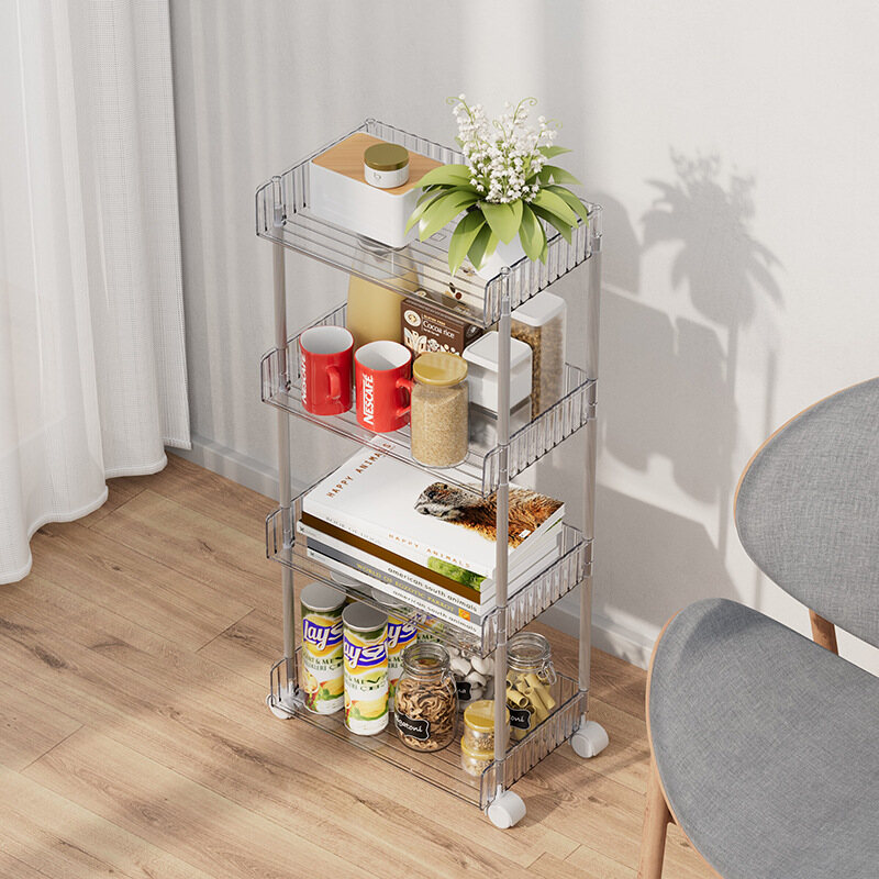Gambar Multifunctional Removable Opening Kitchen Trolley Rack Large capacity Removable Bedroom Living Room Crevice Storage