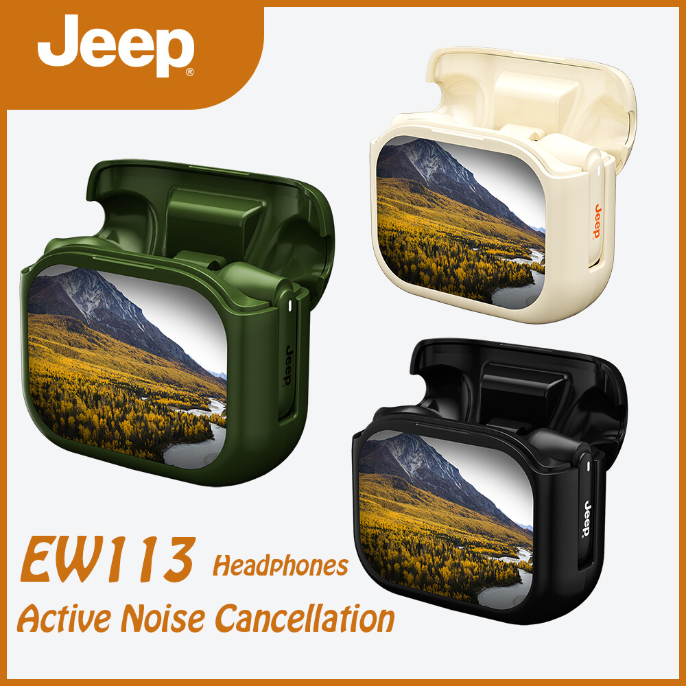 Jeep EW113 Active Noise Cancelling Headset Earbuds TWS Bluetooth Earphone Sports Waterproof Headphones Touch Screen Earbuds, Wireless Earbuds Smart Screen,  for Samsung/Xiaomi/Apple/Huawei