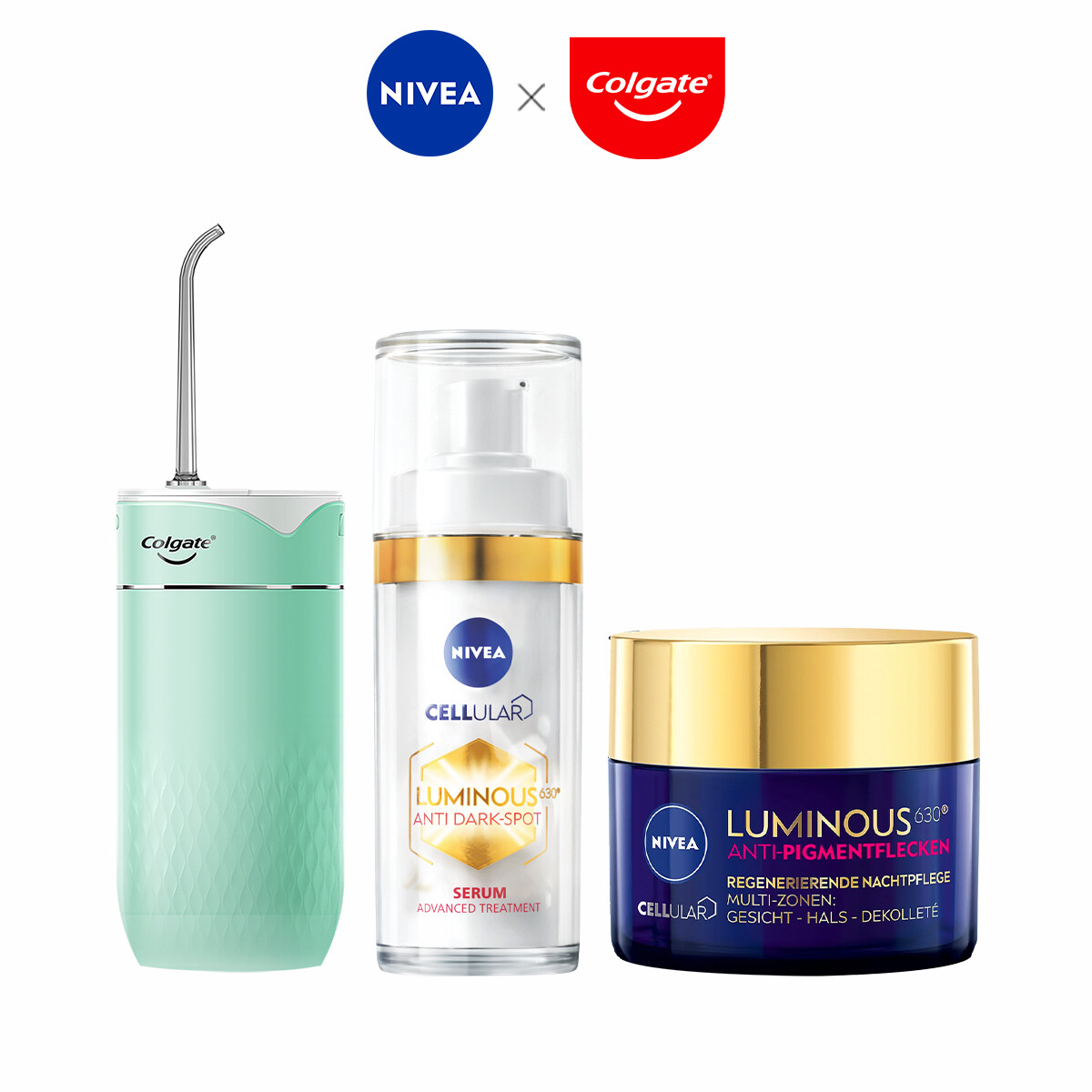 Gambar NIVEA Luminous 630 AntiDark Spot Even Tone Night Treatment Set + Colgate Water Flosser   Green