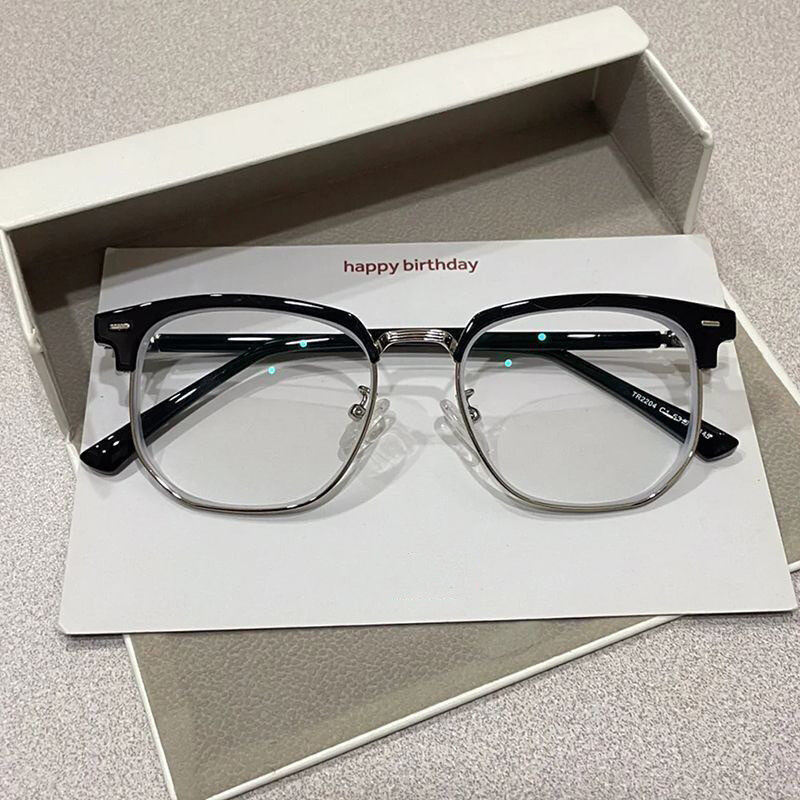 New men's high-value handsome style women's anti blue light half frame myopia glasses