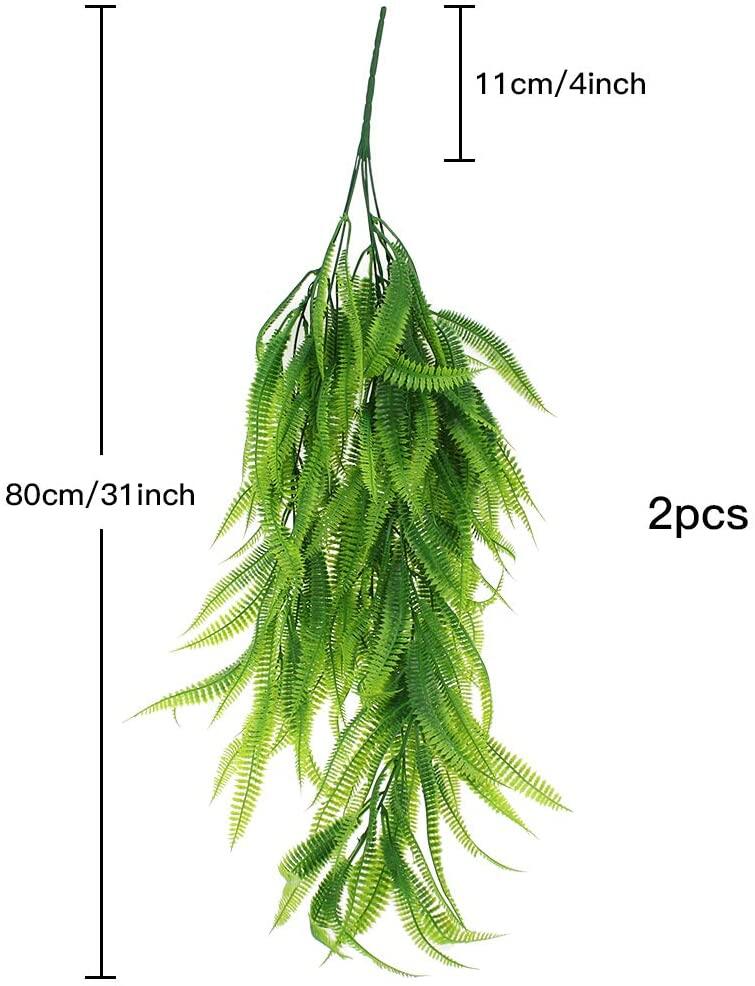 2pcs 80cm Fake Plants Artificial Hanging Ferns Ivy 2021激安通販