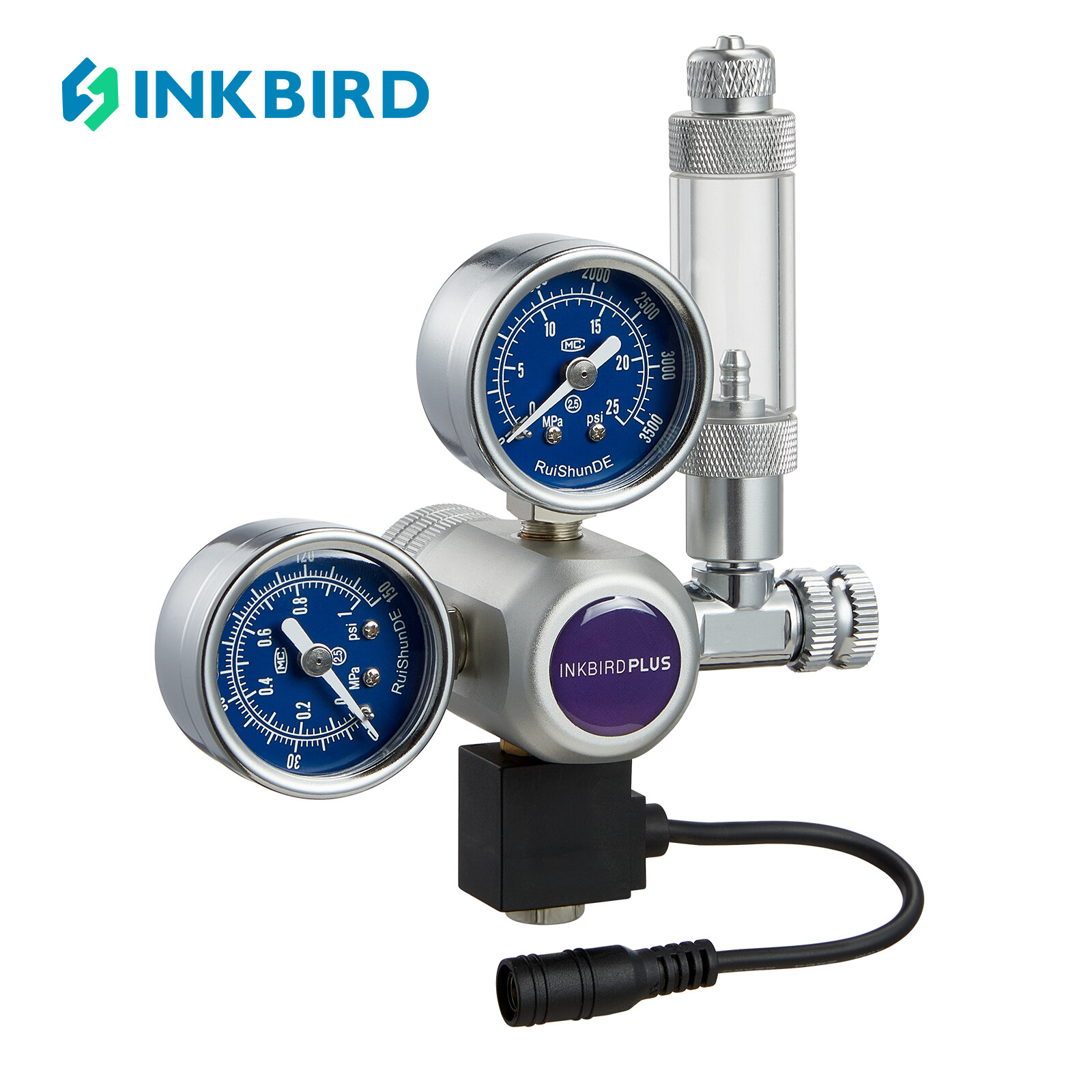 INKBIRD CO2 Regulator Solenoid With Big Dual Gauges Bubble Counter and Check Valve Carbon Dioxide Regulator Fits CGA320 CO2 Cylinder for Grow Tent Greenhouse Aquarium ราคา 1,611 บาท*ส่งฟรี