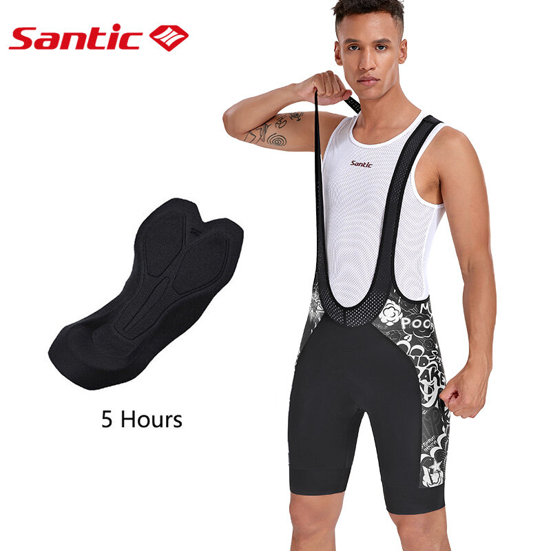 Nam santic xe đạp quần sọt bib màu đen 4d đệm gel leo núi quần short đi xe đạp xe đạp đường dài thoáng khí ngoài trời xe đạp cao cấp quần sọt bib m2c05155h