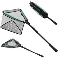 SANLIKE 1.1M/1.8M/2.5M Fishing Net for Fish Folded Landing Nets with Telescopic Rod Handle Durable Rubber Coated Easy to Catch and Release Saltwater and Freshwater Use