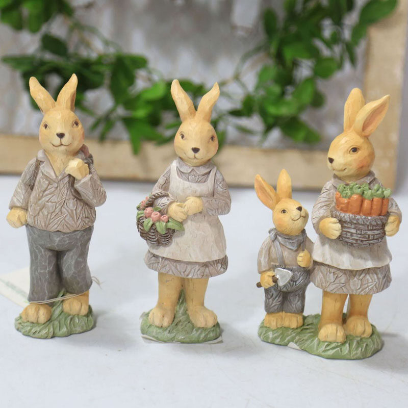 Bhdecor 2023 New Easter Bunny trang trí, Dễ Thương Thỏ gia đình tượng đồ trang trí bằng nhựa thông cho bữa tiệc nhà