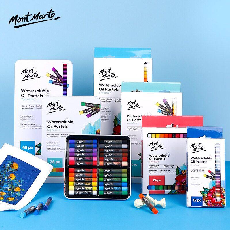 Mont marte bộ phấn dầu hòa tan trong nước 12/24/36/48 màu cho trẻ em học sinh bút chì màu vẽ graffiti dụng cụ vẽ tranh nghệ thuật