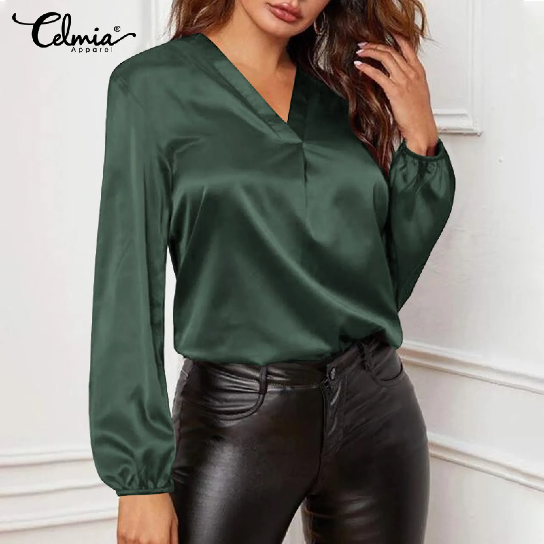 V neck satin blouse Clearance