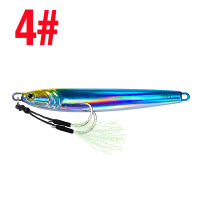 1Pcs 40g 80g 100g Luminous Fast Jigging Casting Lure 7Colors Fishing Metal Jig Bait With Double Assist Hook