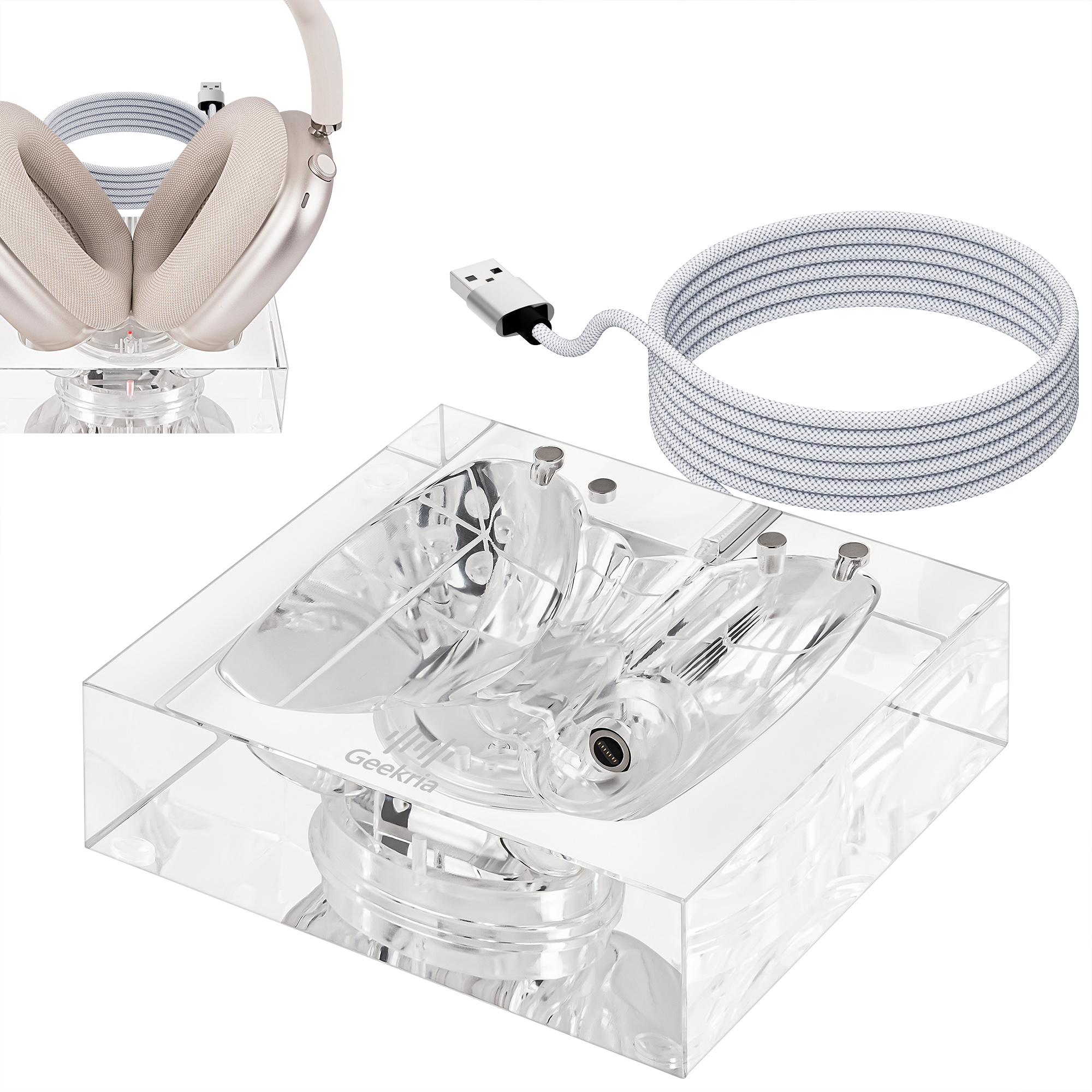 Geekria Headphones Charging Stand for AirPods Max (USB-C), Acrylic Charging Dock, Base with Sleep Power Saving Mode (Transparent) ราคา 1,460 บาท*ส่งฟรี
