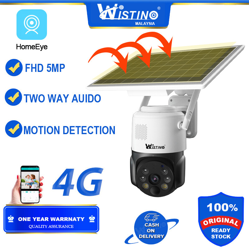 Wistino Solar Camera AI Motion Detection Audio WiFi/4G Camera Home Security Spotlight Colorful Night Vision HD 5MP 360 Degree View Waterproof PIR Alarm Harga 319 Ringgit*Penghantaran Percuma