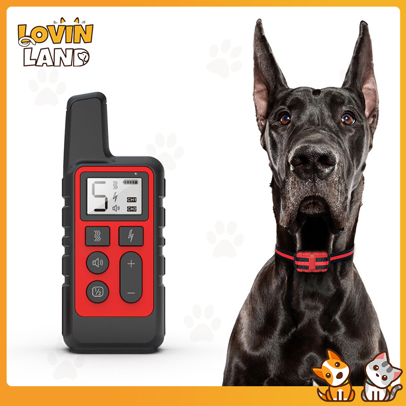 Lovinland 500m Electric Dog Training Collar Pet Remote Control Waterproof Rechargeable with LCD Display for All Size Shock Vibration Sound ราคา 977 บาท*ส่งฟรี