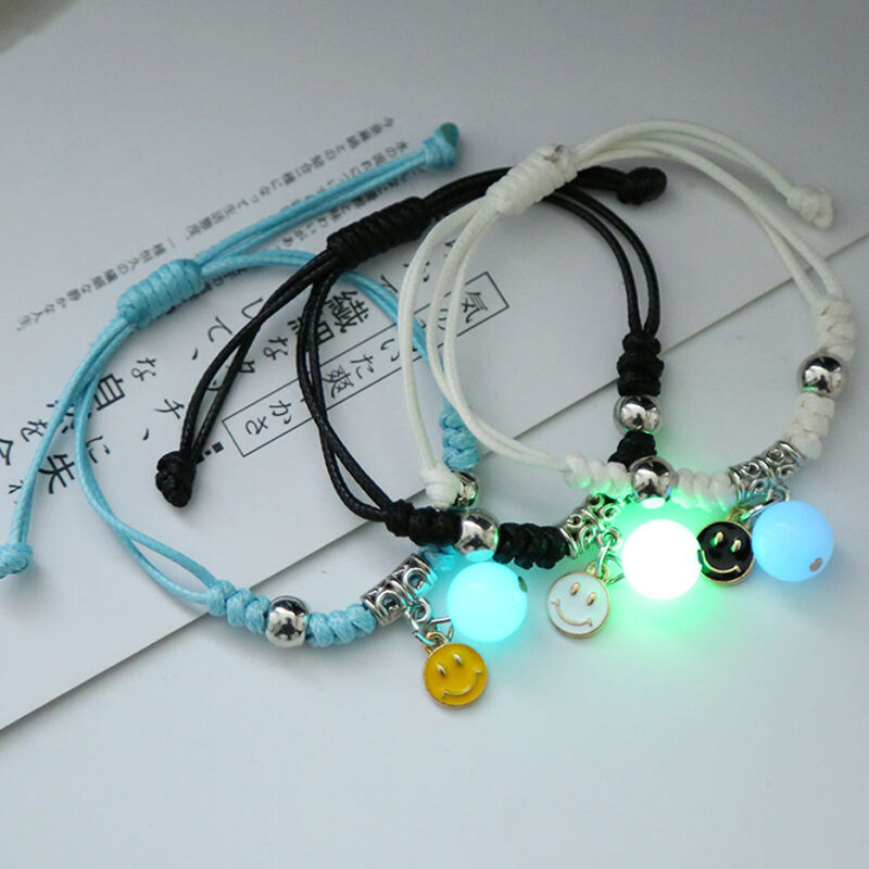【YIDEA HONGKONG 3PC/Set Fashion Luminous Moon Star Bracelet Couple Adjustable Rope Matching Friend Bracelets Love Gifts Jewelry