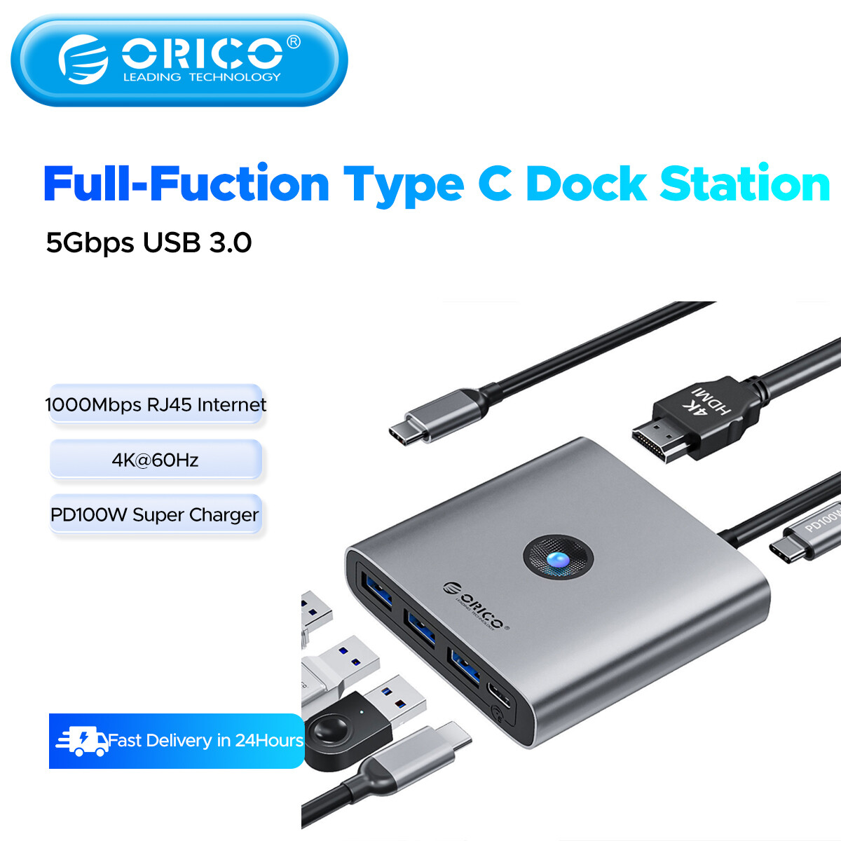  ORICO USB 3.0 Adapter Hub USB Loại C để 4K60hz hdmi-tương thích trạm nối RJ45 PD Splitter cho Macbook máy tính xách tay IPad Phụ kiện 