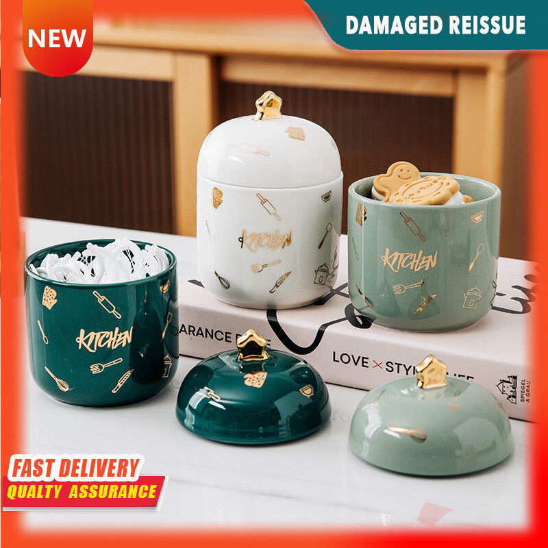 Gambar High end Ornaments Ceramic Toothpick Container Box Storage Floss Cotton Thread Swab Bucket Tank