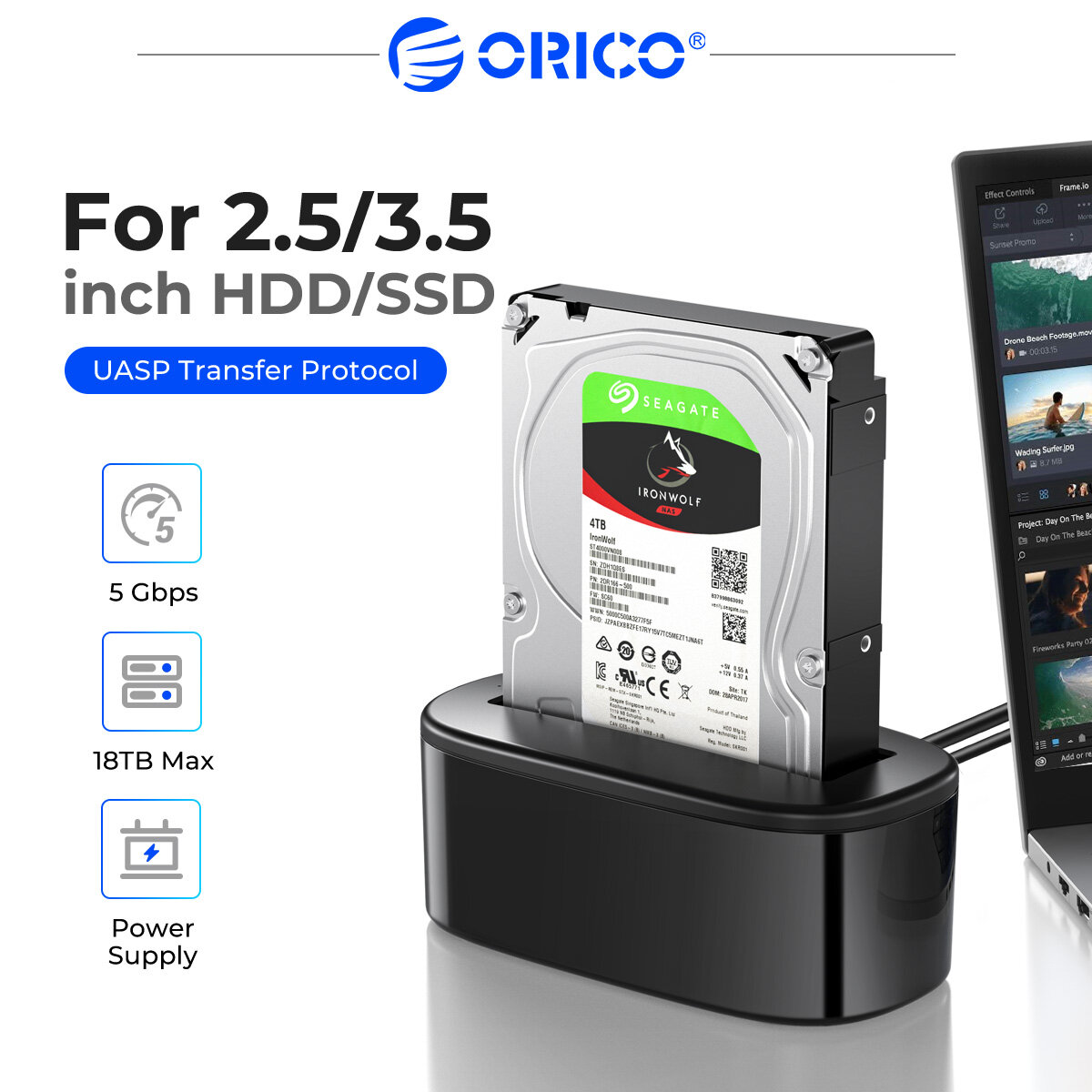 Orico hộp đựng ổ cứng gắn ngoài 2.5/3.5 inch hộp đựng ổ cứng hdd 6tb ổ cắm hdd 5gbps usb 3.0 sang sata hộp đựng ổ cứng hỗ trợ uasp