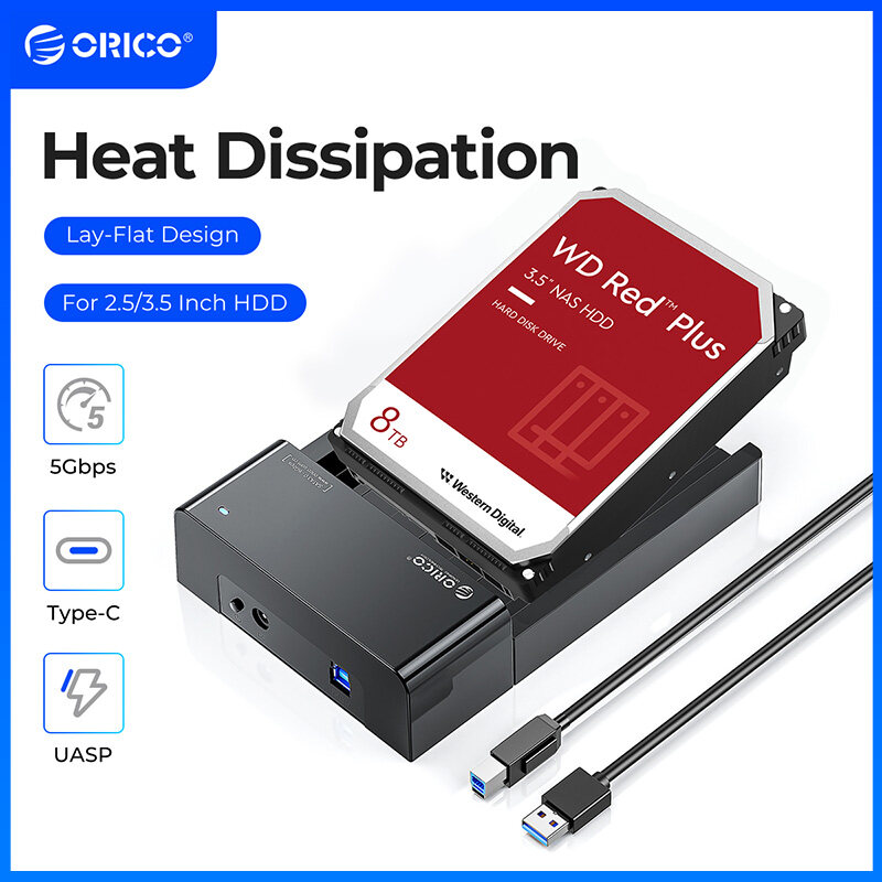 ORICO lay-flat Trạm Sạc HDD SATA để USB 3.0 Ổ đĩa cứng gắn ngoài cho 2.5/3.5inch HDD SSD Hỗ trợ UASP