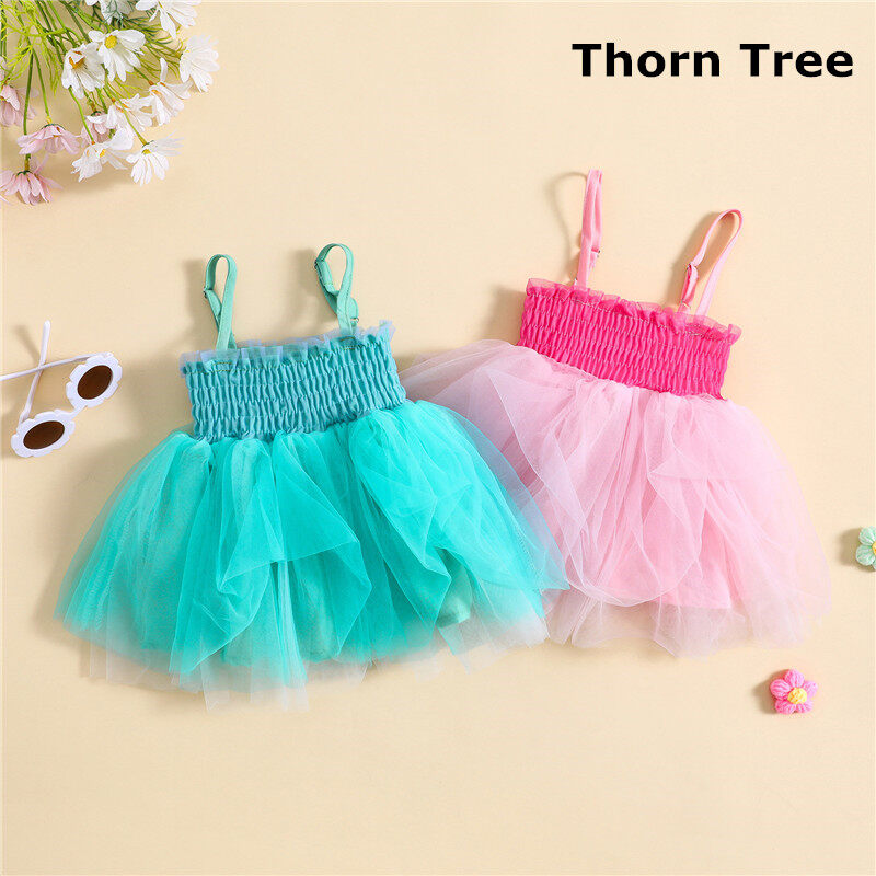 Thorn Tree Baby Girls Tulle Princess Dress Solid Sleeveless A