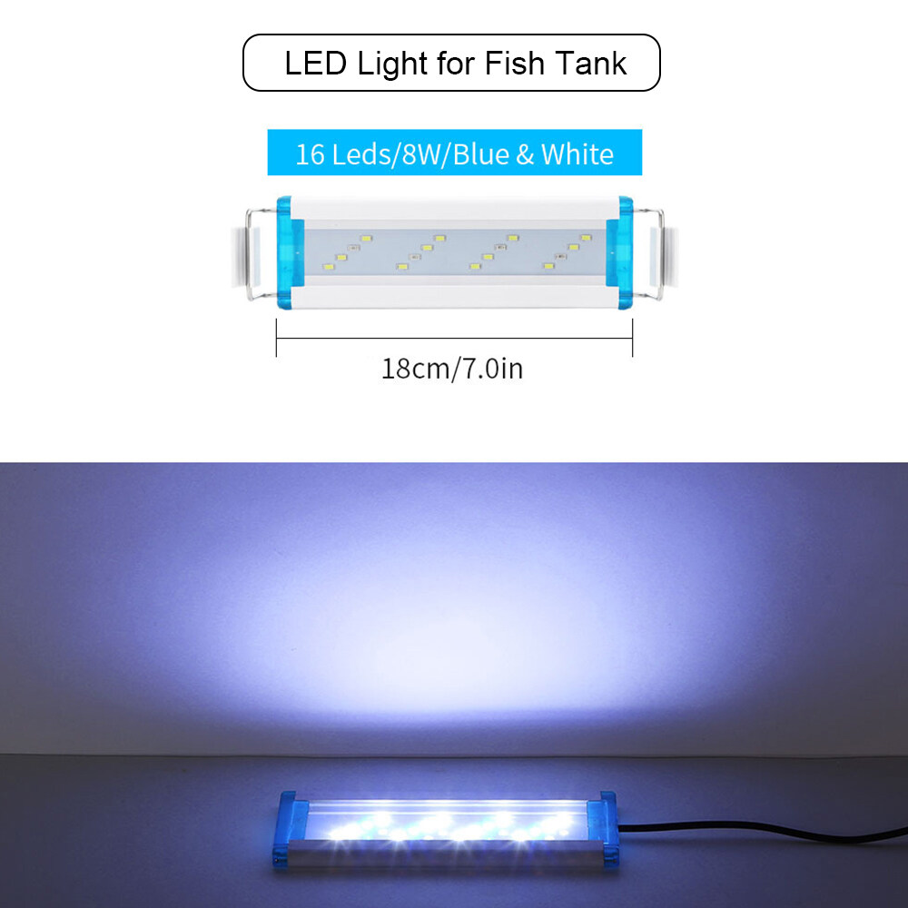 Bảng đèn LED 16 bóng 18Cm 7.09in khung nối dài 5.12in (4 bóng màu sáng xanh lam) thích hợp cho bể cá kiểng - INTL 4