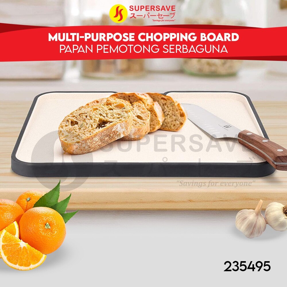 Gambar 2in1 Chopping Board Reversible Wheat Straw Hygienic Spillproof Cutting Board Papan Pemotong Serbaguna