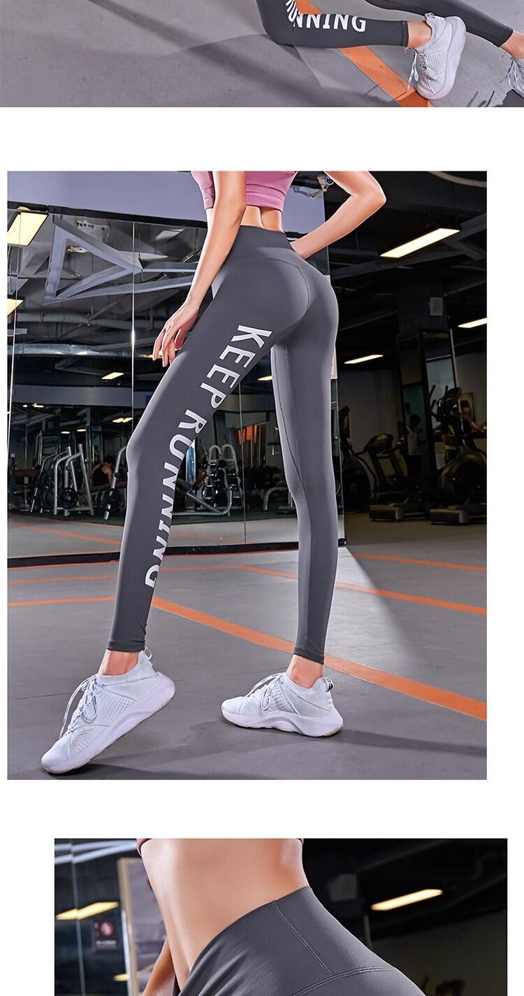 Leggings da corsa SUPERFLOWER per donna Pantaloni da yoga Leggings da allenamento con lettere stampate a vita alta_voghion.com