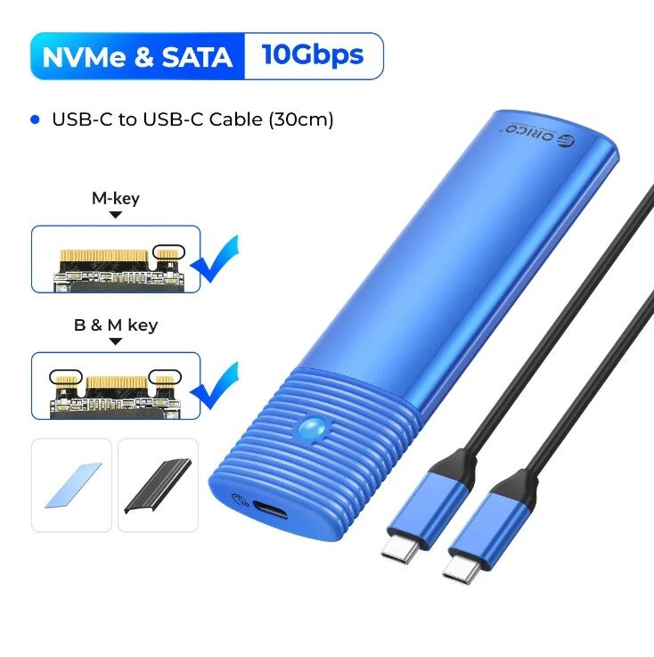 NVMe Và SATA M.2 Không Có Công Cụ ORICO USB C 3.1/3.2 Thế Hệ 2 10Gbps PCIe6Gbps SATA MKey/(B + M) Ke