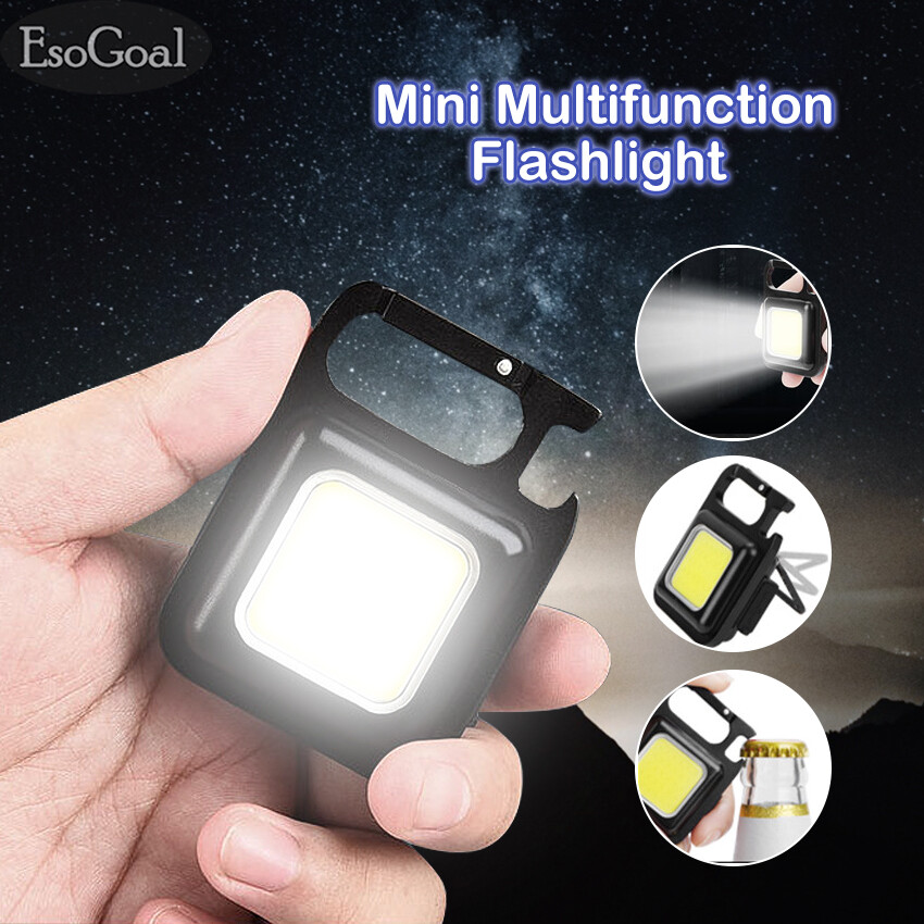Esogoal đèn flash led mini đèn pin móc khóa đèn pin cầm tay móc khóa đèn làm việc kẹp bỏ túi đèn flash cob độ sáng cao sạc usb cho cắm trại ngoài trời đèn móc khóa nút chai nhỏ