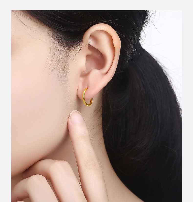 ZHOU LIU FU 周六福 999 24K Gold Earrings for Women Hypoallergenic