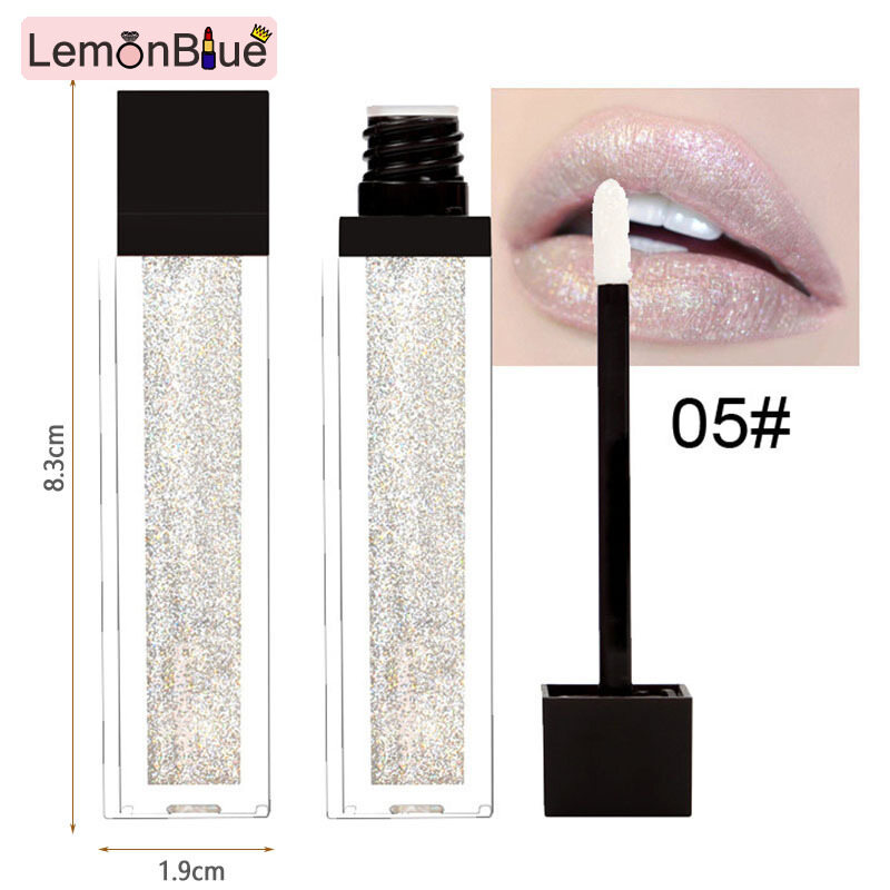 Gambar LemonBlue Glitter Lipstick Long Lasting Waterproof Hydrating Lip Gloss for Women Cosmetic Glitter Lipstick for Women Long Lasting Waterproof Hydrating Lip Gloss Cosmetic Tool Not Stick