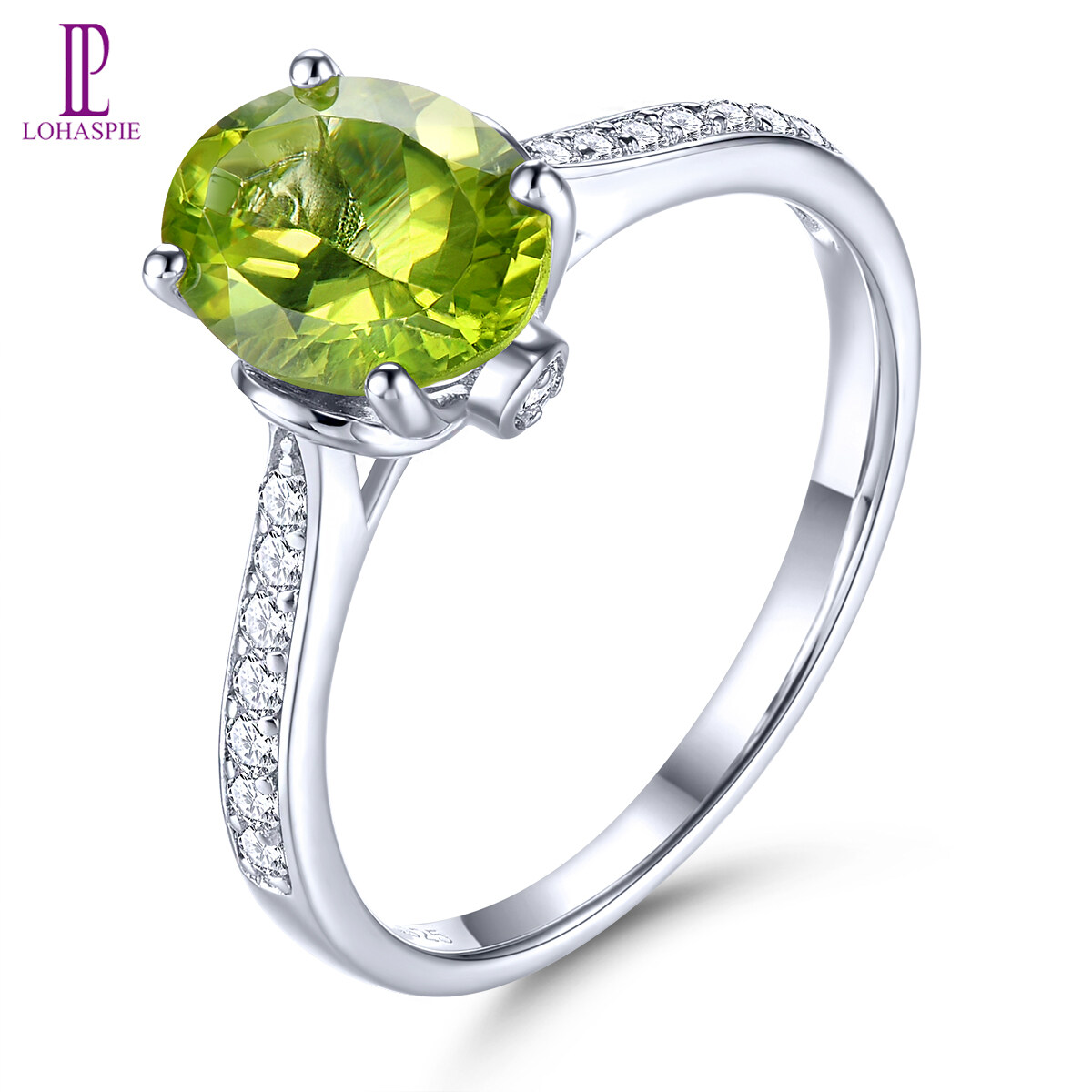 Lohaspie Đồ Trang Sức Chính Hãng 1.8 Carats 925 Bất Sterling Vòng Tròn Bạc Màu Xanh Lá Cây đá Perido